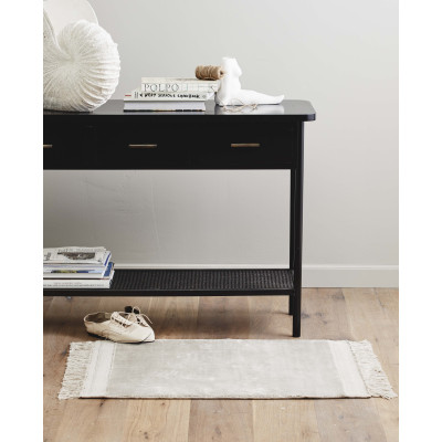 Glanzend beige tapijt Filuca met franjes