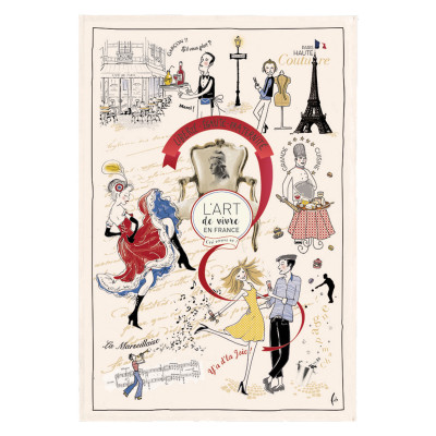 Theedoek met print van Art de Vivre