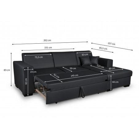 Rozkładana narożna sofa Caribi (prawa strona)