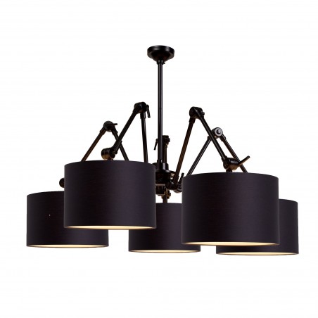 Lampa wisząca Amsterdam z bawełny z 5 abażurami
