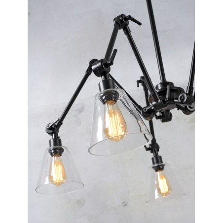 Lampa wisząca Amsterdam z przezroczystego szkła z 5 kloszami