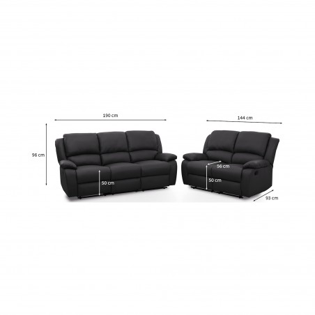 9121 Sofá de relaxamento manual de 3 lugares PU