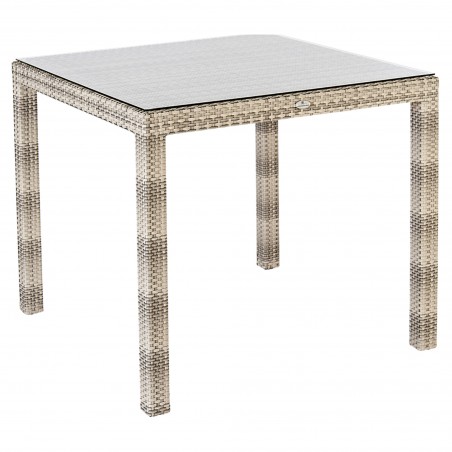 Mesa Ocean Pearl Square Fiji com tampo de vidro