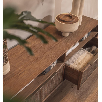 Cômoda Grace com 2 gavetas e 2 prateleiras abertas