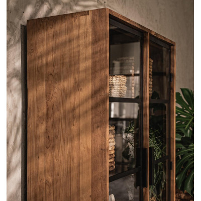 Armário de contorno com 2 portas de vidro