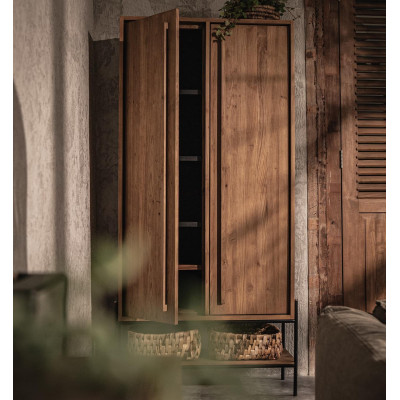 Armário de contorno com 2 portas e 5 prateleiras