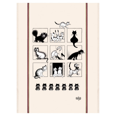 Toalha de chá grande Dubout - Galeria de gatos