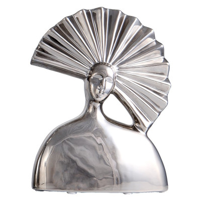 Escultura de rosto de cabelo em ventilador