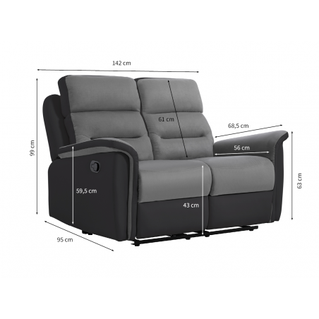 Canapea de relaxare manuală 2 locuri 9222