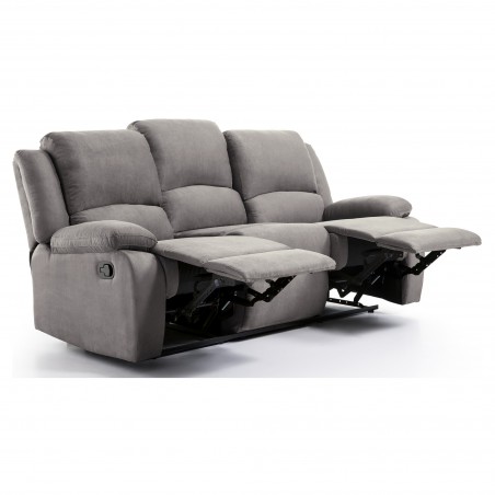 9121 Canapea de relaxare manuală din microfibră cu 3 locuri