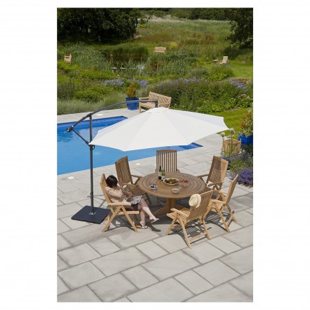 Masa rotunda Bengal in roble si lamele circulare