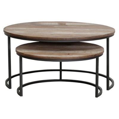 Set de 2 mese de cafea rotunde Tuareg