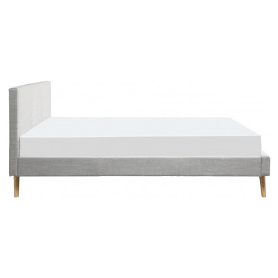 Cadru de pat scandinav Bjorn din material textil cu picioare din lemn