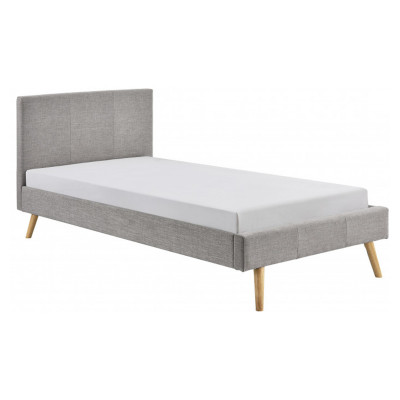 Cadru de pat scandinav Bjorn din material textil cu picioare din lemn