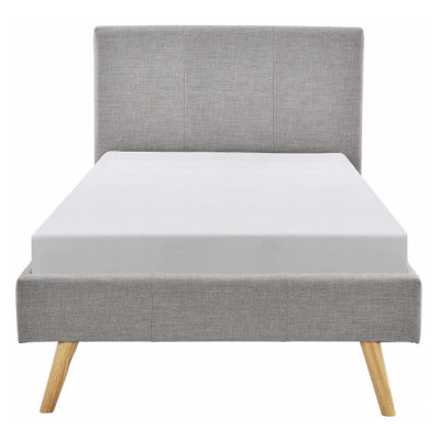 Cadru de pat scandinav Bjorn din material textil cu picioare din lemn