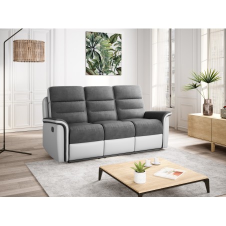 Manuell reclinersoffa med 3 sittplatser 9222 i konstläder och mikrofiber