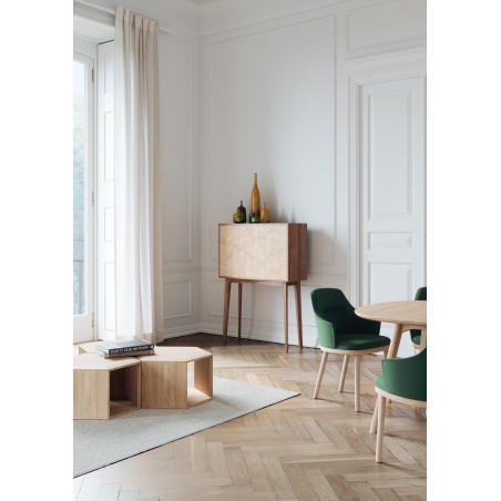 Hexa soffbord eller sidobord i ek