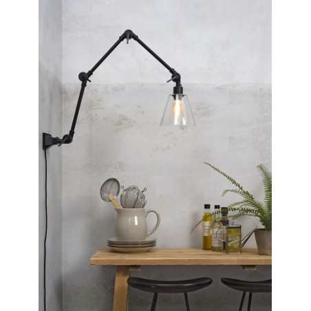 Vägglampa hängande Amsterdam i klart glas