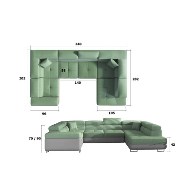 Letto vänster panorama konvertibel hörnsoffa