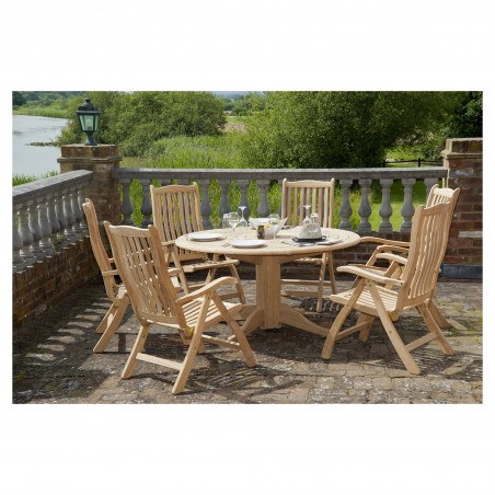 Bengalska okrogla miza v roble in krožnih letvicah