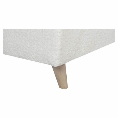 Rovná konvertibilná rohová pohovka Rio Scandinave v buclette tkanine s drevenými nohami