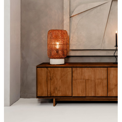 Stolová lampa Palma z hnedého ratanu